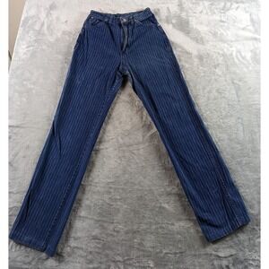 VTG Maverick Jeans Womens 10 (26x30) Blue Striped High Rise Straight USA Made